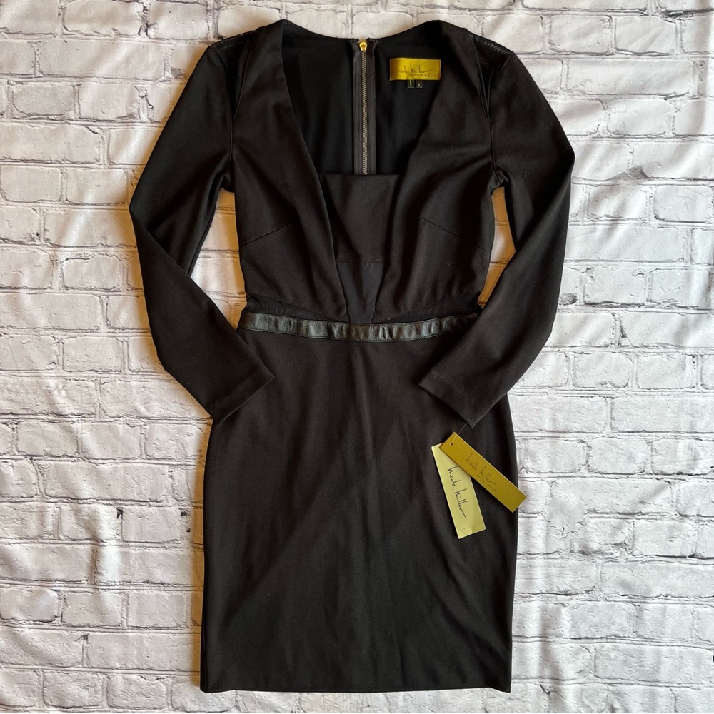 Nicole Miller Little Black Event Party Dress NWT NEW Gothic Size 2 Mesh $330+